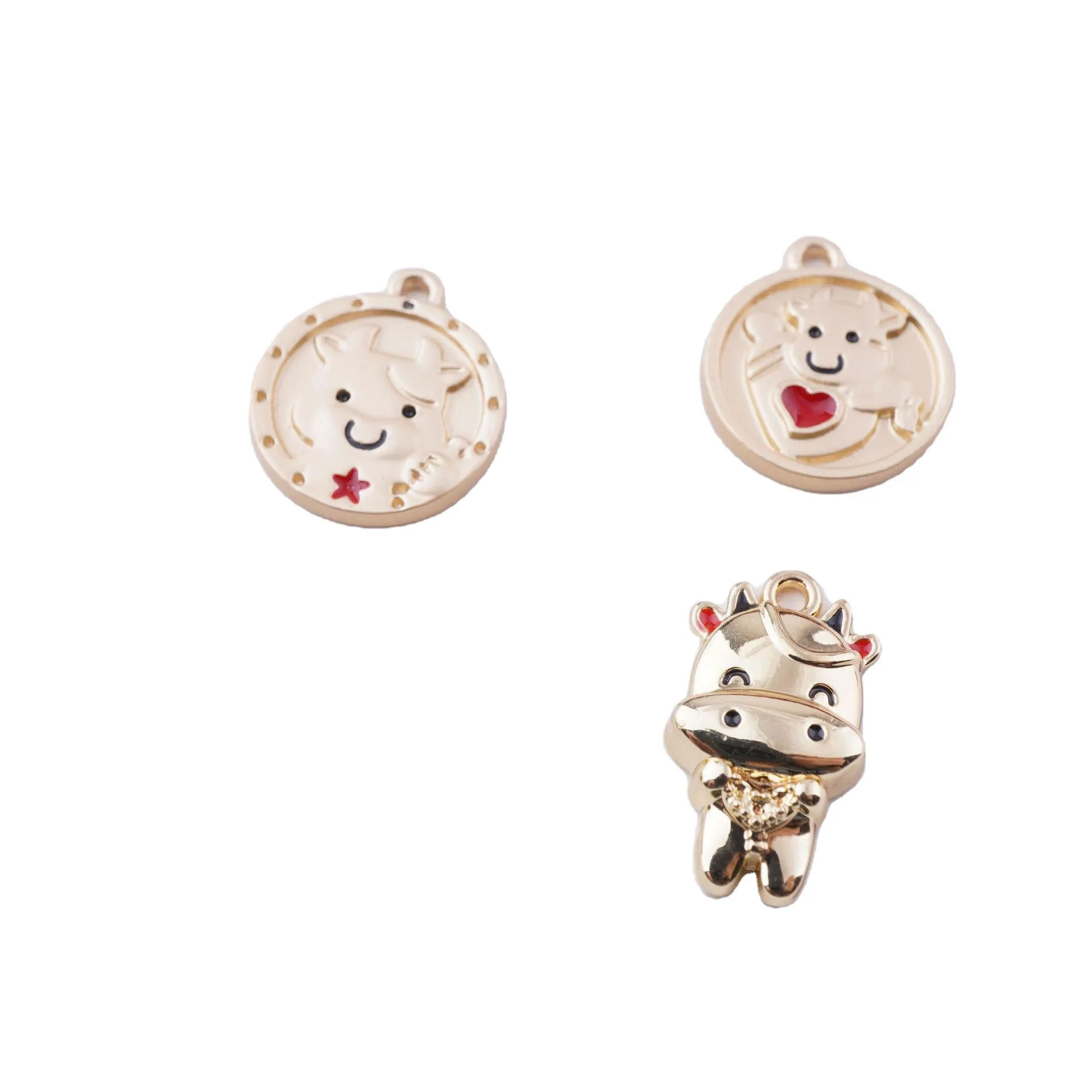 

5pcs Enamel charms charm Supplies for jewelry alloy Cattle pendant H1211