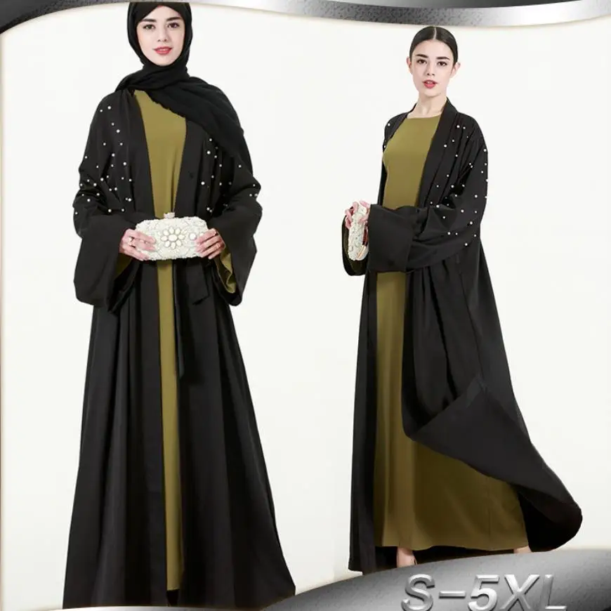 S-5XL размера плюс открыт Абая мусульманских Дубай модные мусульманское платье с