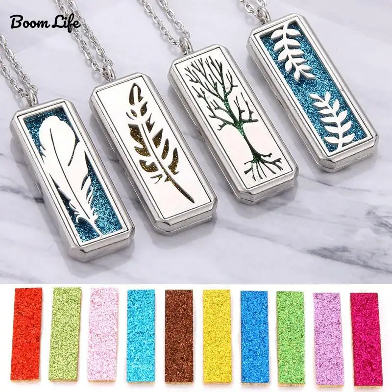 

Aromatherapy Necklace Diffuser Jewelry Vintage Rectangle Flower Magnetic Essential Oil Diffuser Perfume Locket Pendant Necklace
