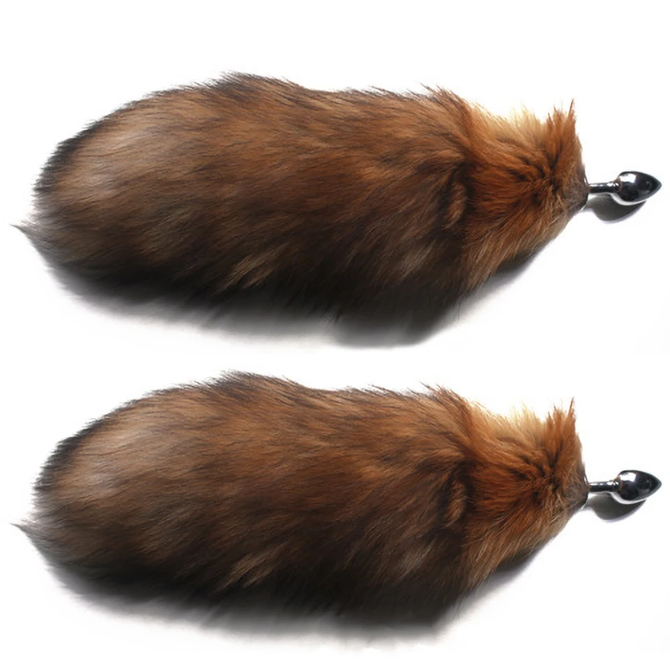 fox tail huge anal plug butt real hair sex toys for women men shop dog wolf masturbation device sexy |