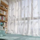 Современные тюлевые шторы с белыми перьями для гостиной, спальни, предназначенные для декоративных панелей, готовые занавески на заказ, 1 шт.
