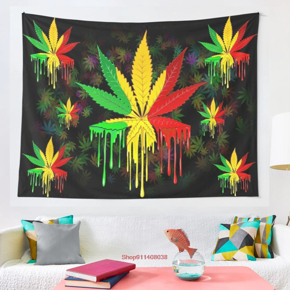 

Гобеленовое одеяло с капающей краской в виде листьев марихуаны, украшение