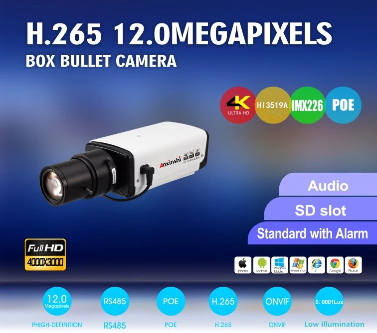 4K Ultra HD 12mpIP камера Hi3519A+ sony IMX226 сенсор с RS485 aalero аудио SD мягкий PoE H.265/H.264 Сетевая камера безопасности
