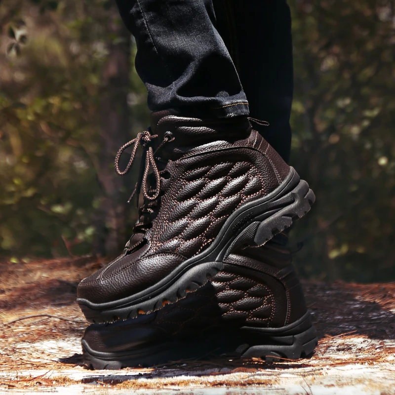 Ботильоны мужские плюшевые супер теплые коровья кожа повседневная обувь