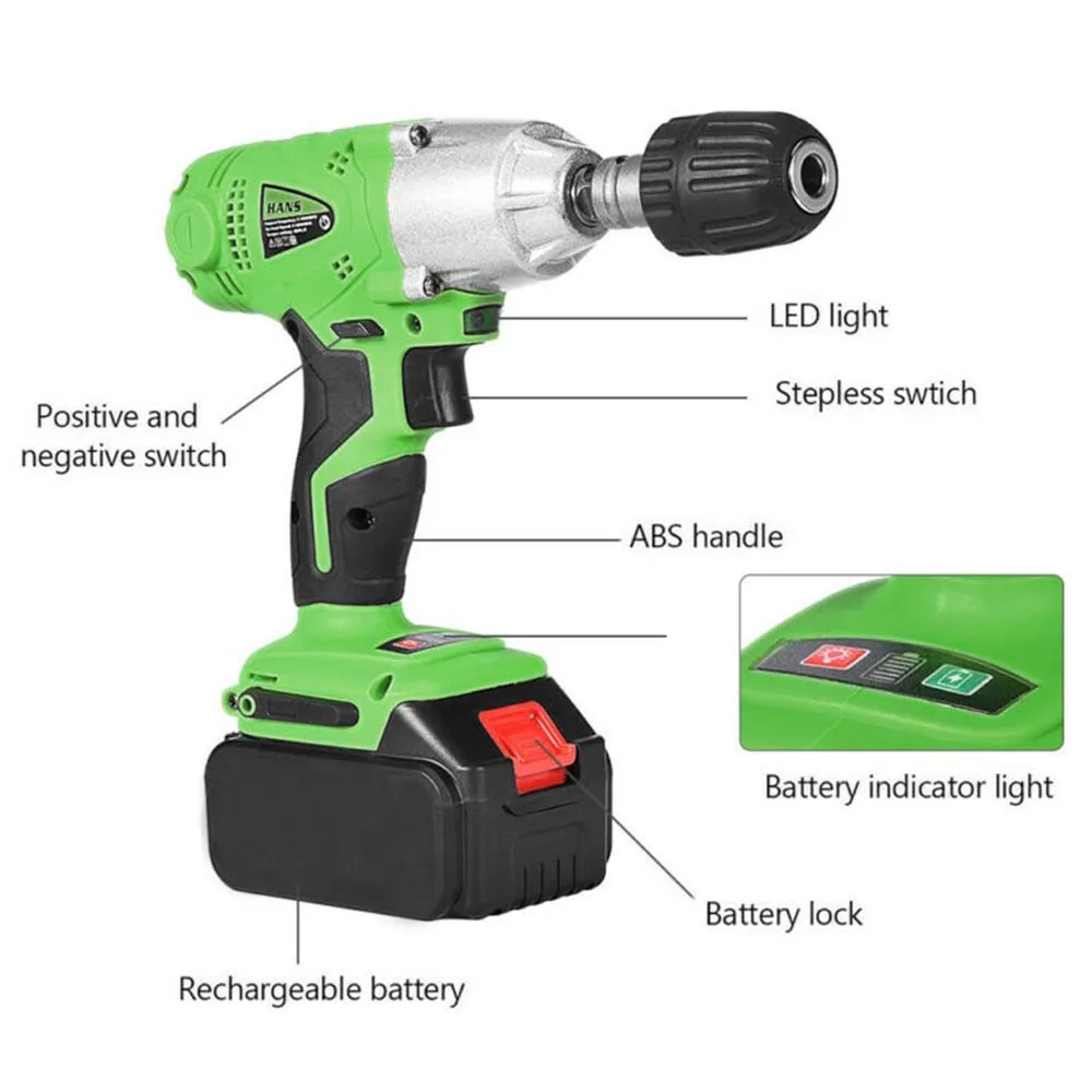 98V Electric Wrench Rechargeable Large Torque Impact Car Angle Hand Rack Woodworking Sleeve Wind UK Plug | Инструменты