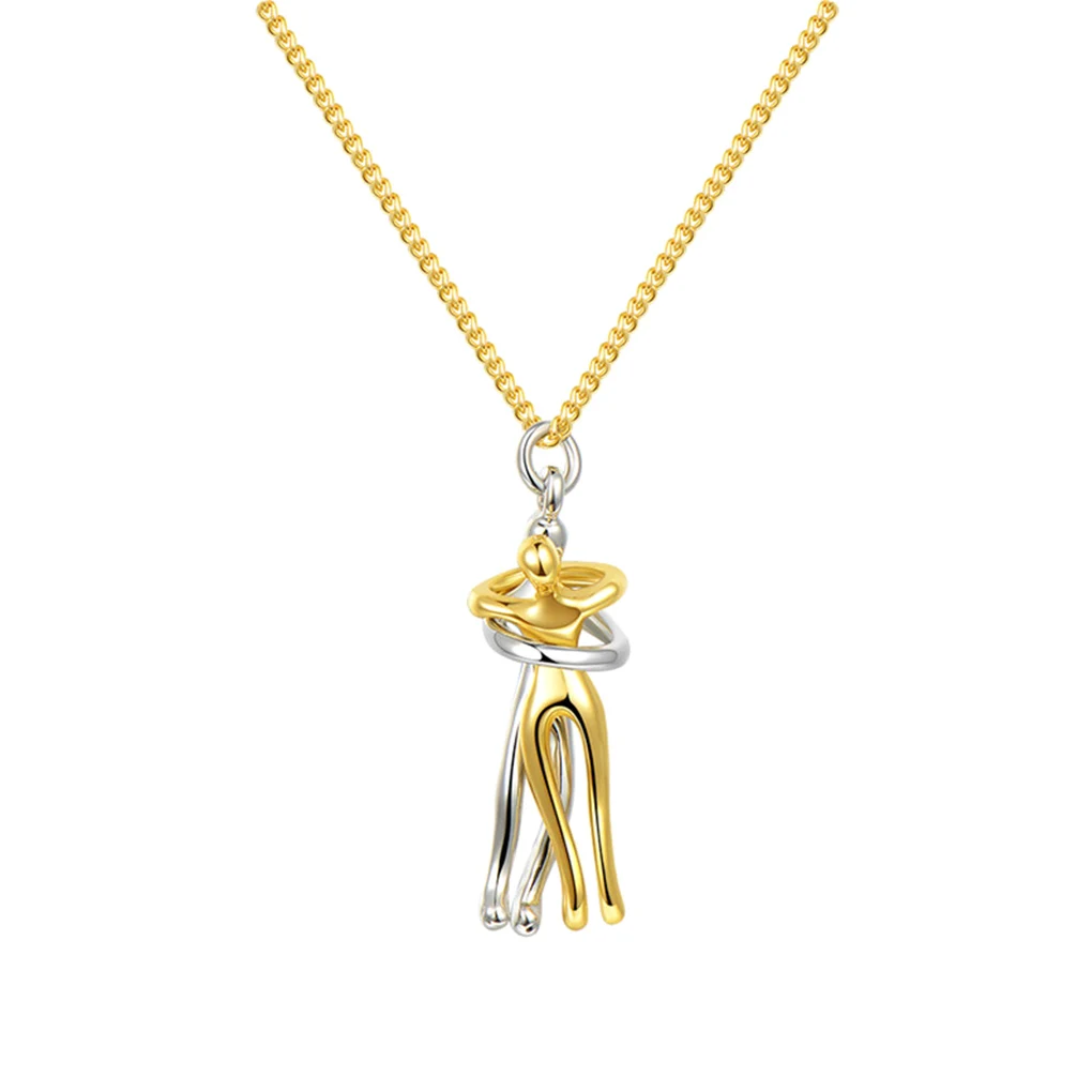 

2021 Hot Sale Affectionate Hug Necklace Valentine's Day Couples Anniversary Gift Fashion Punk Street Style Pendant Necklace
