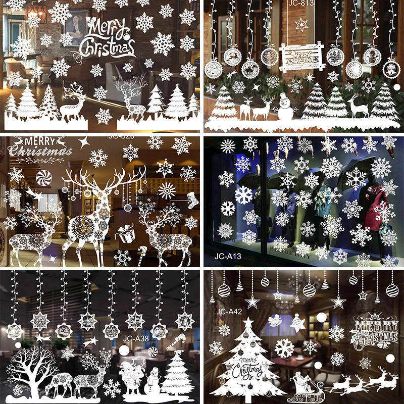 

Christmas Tree Snowflake Elk Window Stickers Merry Christmas Decorations for Home Navidad 2021 Ornaments Xmas New Year Gift 2021