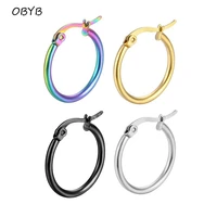 1 pair small hoop earrings stainless steel circle round huggie hoop earrings for women men fashion simple brincos jewelry gift