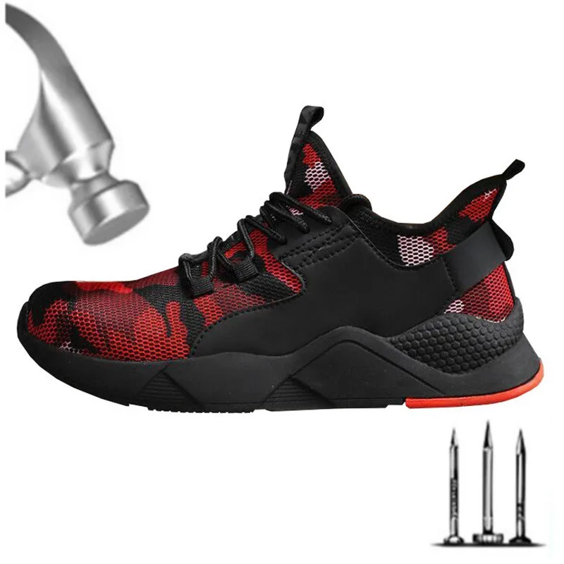 

Breathable Men Work Safety Shoes Anti-smashing Steel Toe Cap Working Boots Construction Indestructible Work Sneakers Men Shoes