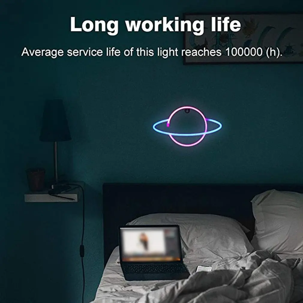 

Led Neon Light Planet Neon Wall Decoration Night Light For Room Sidebar Wedding Decoration Holiday Gifts