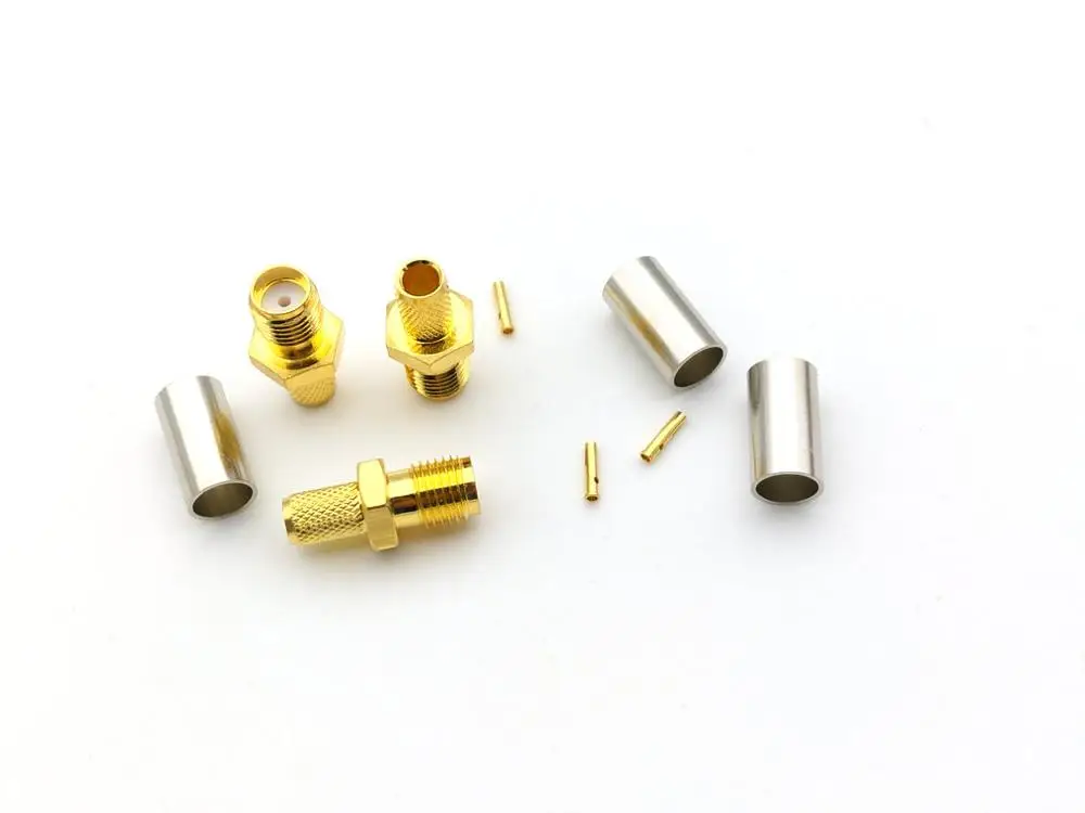 100 шт. гнездовой обжимной соединитель SMA Jack для кабеля RG58 RG142 LMR195 оптовая