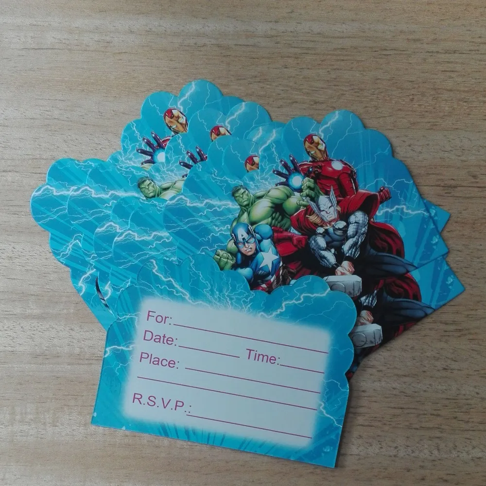 10 шт Банни мальчик Халк день рождения пригласительные открытки вечерние