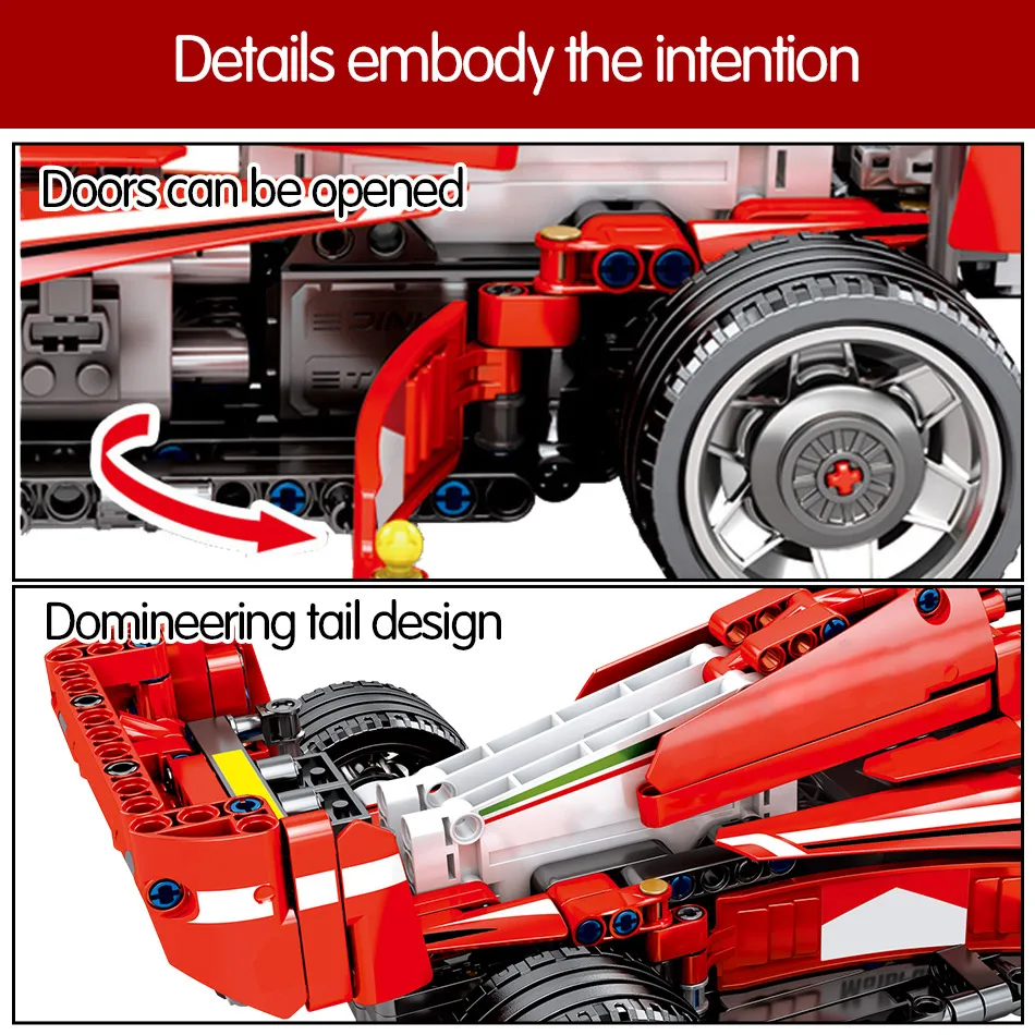 

technic blocks FRR-F1 Classic red city speed champions RC Formula car Building Blocks model Monster motor Boy toy gift