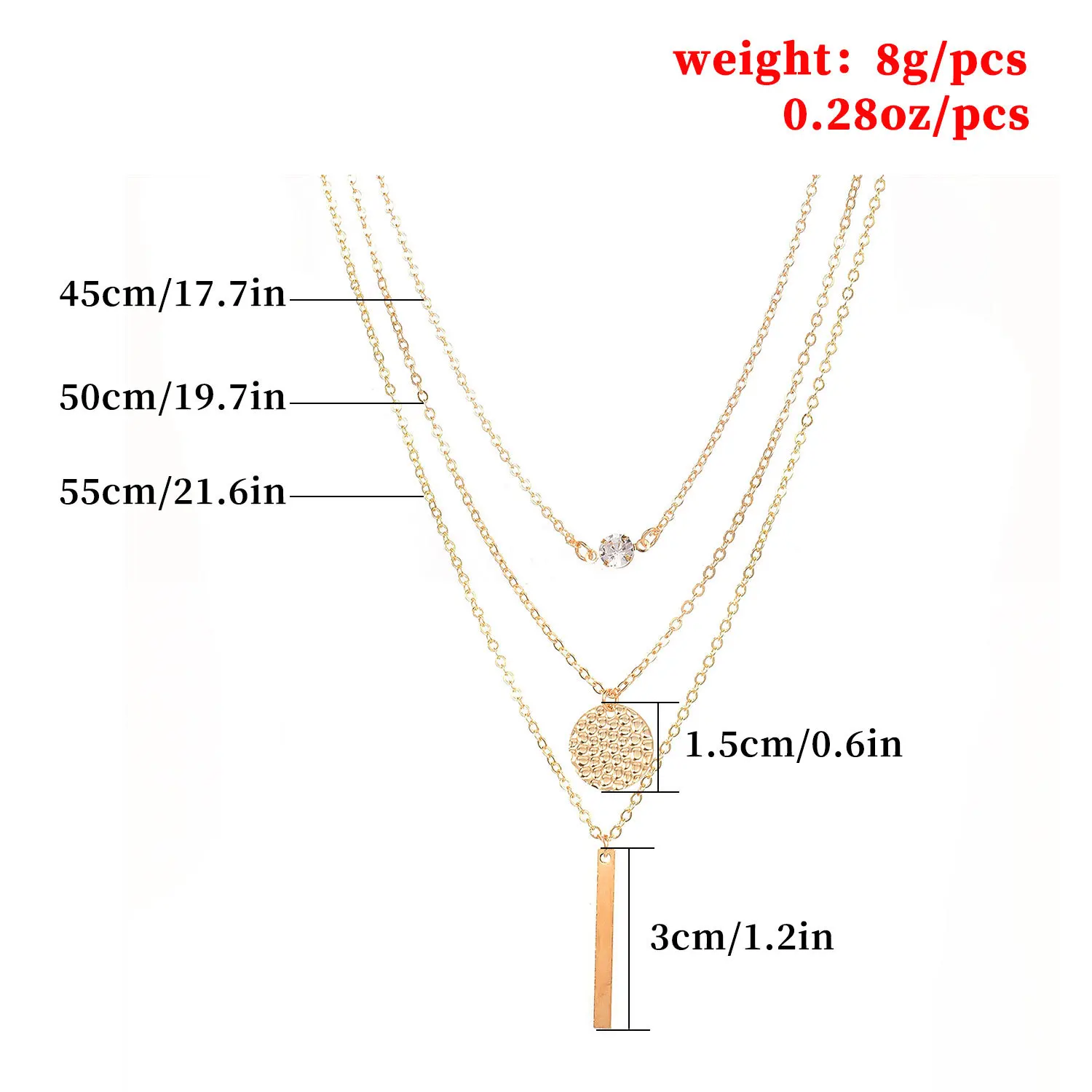 Трендовое многослойное ожерелье с металлической ручкой и блестками в стиле
