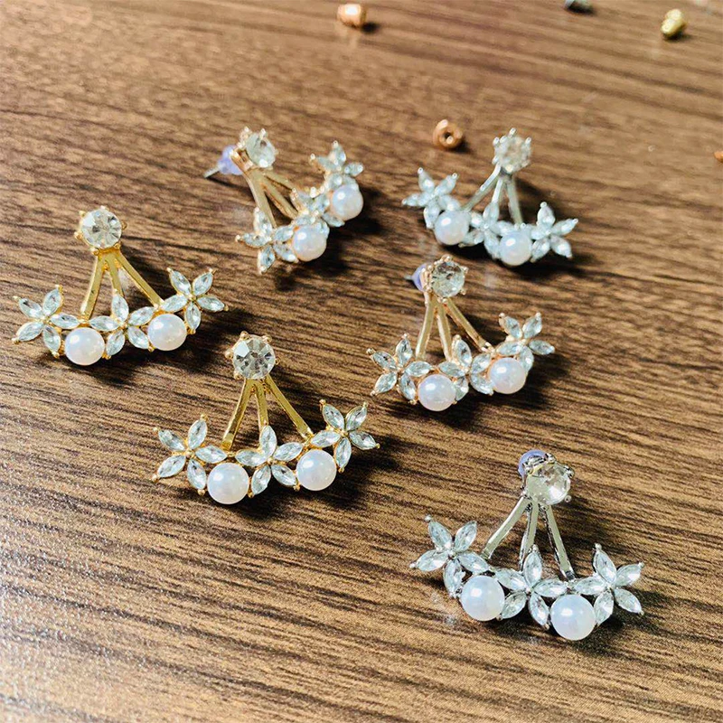 Женские серьги модные с жемчугом и цветами аксессуары для вечеринок