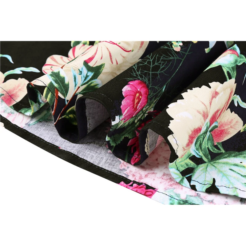 

Women Spring Flower Print A Line Party Dress Boho 2021 Summer Short Sleeve 50s 60s Office Sundress Female A Line Party Vestidos