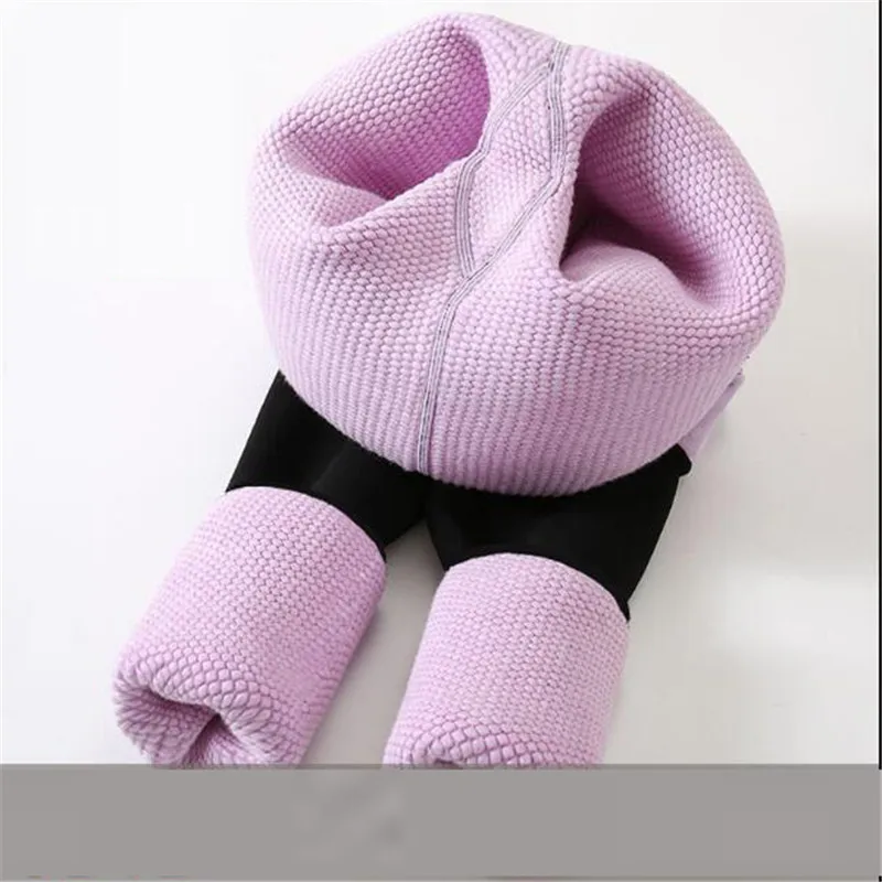 Plush and thickened one-piece cotton pants for women's slim body and extra thick winter high waisted bottomed pants