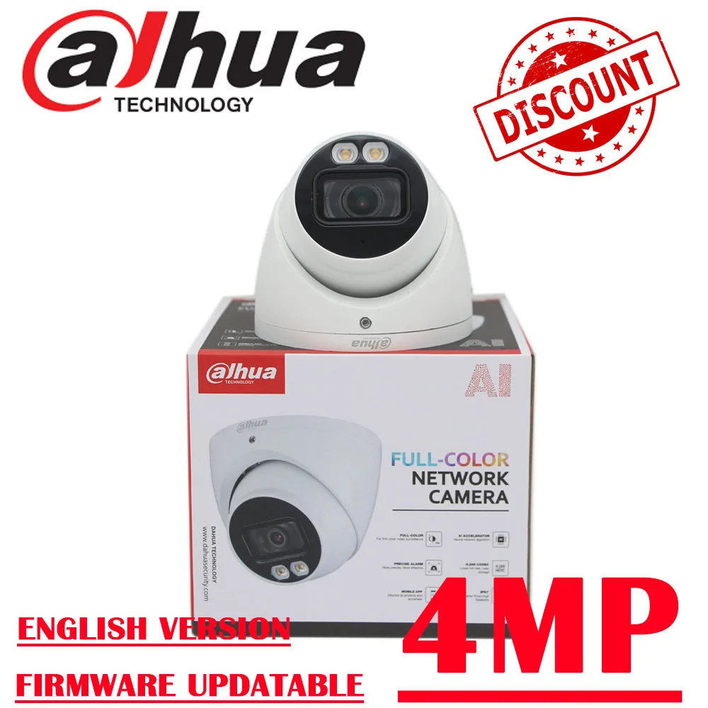 

Dahua 4MP IP Camera IPC-HDW5442TM-AS-LED Built-in MIC 24 Hours Full-color IP67 WDR Eyeball AI Network Camera