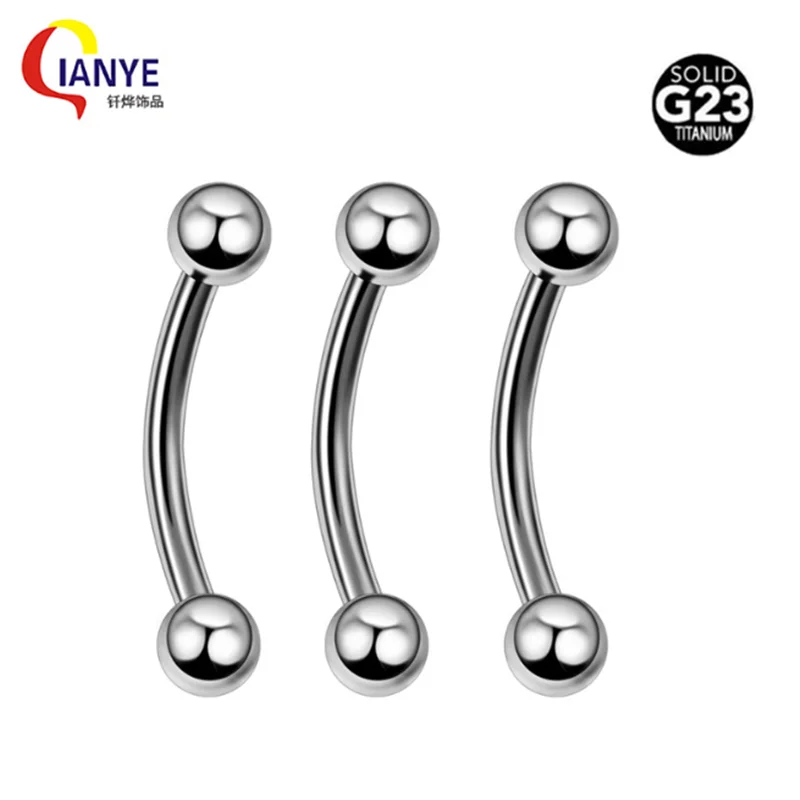 

F136 Eyebrow Barbell Piercing Curved Barbell Eyebrow Bar Titanium Body Piercing Jewelry 100pcs