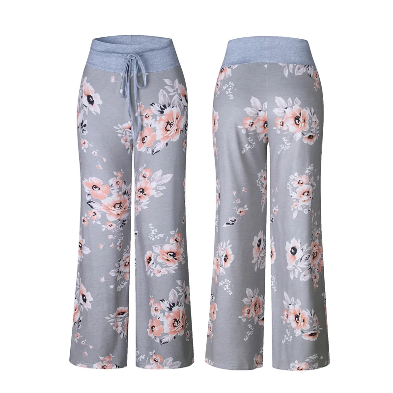 Женские свободные штаны с цветочным принтом для йоги и фитнеса повседневные