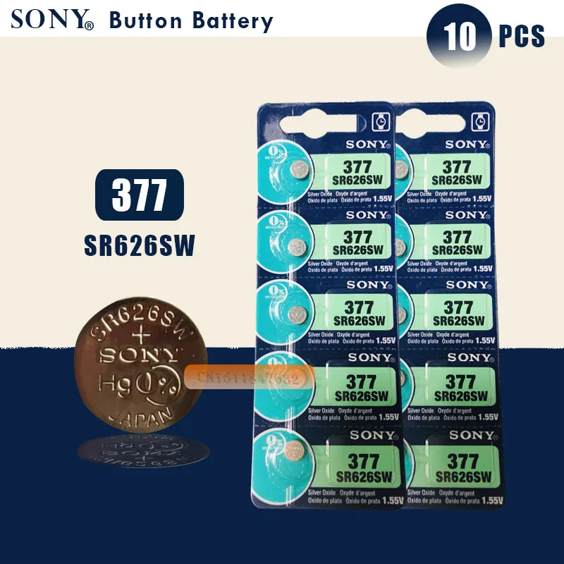 10 шт. Новинка SONY 377 SR626SW 626 SR626 V377 AG4 часы батарея Кнопка монета ячейка Сделано в Японии