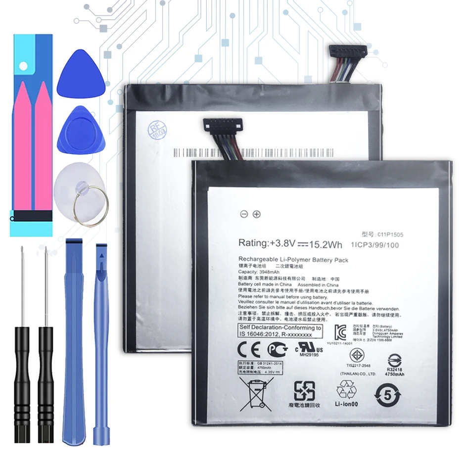 

Tablet Li-Polymer Battery For Asus ZenPad 8.0 Z380KL P024 Z380C P022 Z380CX Battery C11P1505 3948mAh