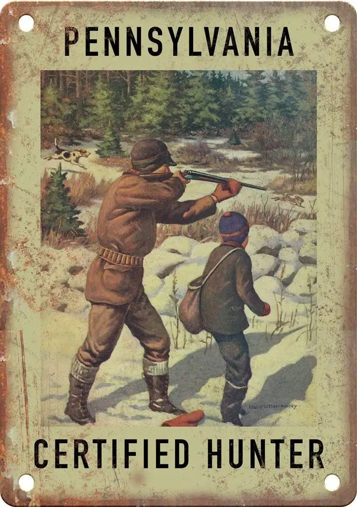 

Металлическая винтажная табличка с сертификатом Пенсильвания Hunter в стиле ретро, алюминиевые настенные знаки, Декор для дома, мужская пещер...