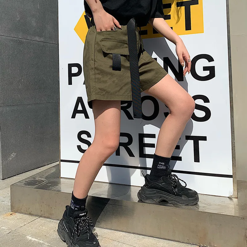 Fashion Women Military Style Cargo Shorts Elastic High Tail Short Broek New 2019 Summer Random Right | Женская одежда