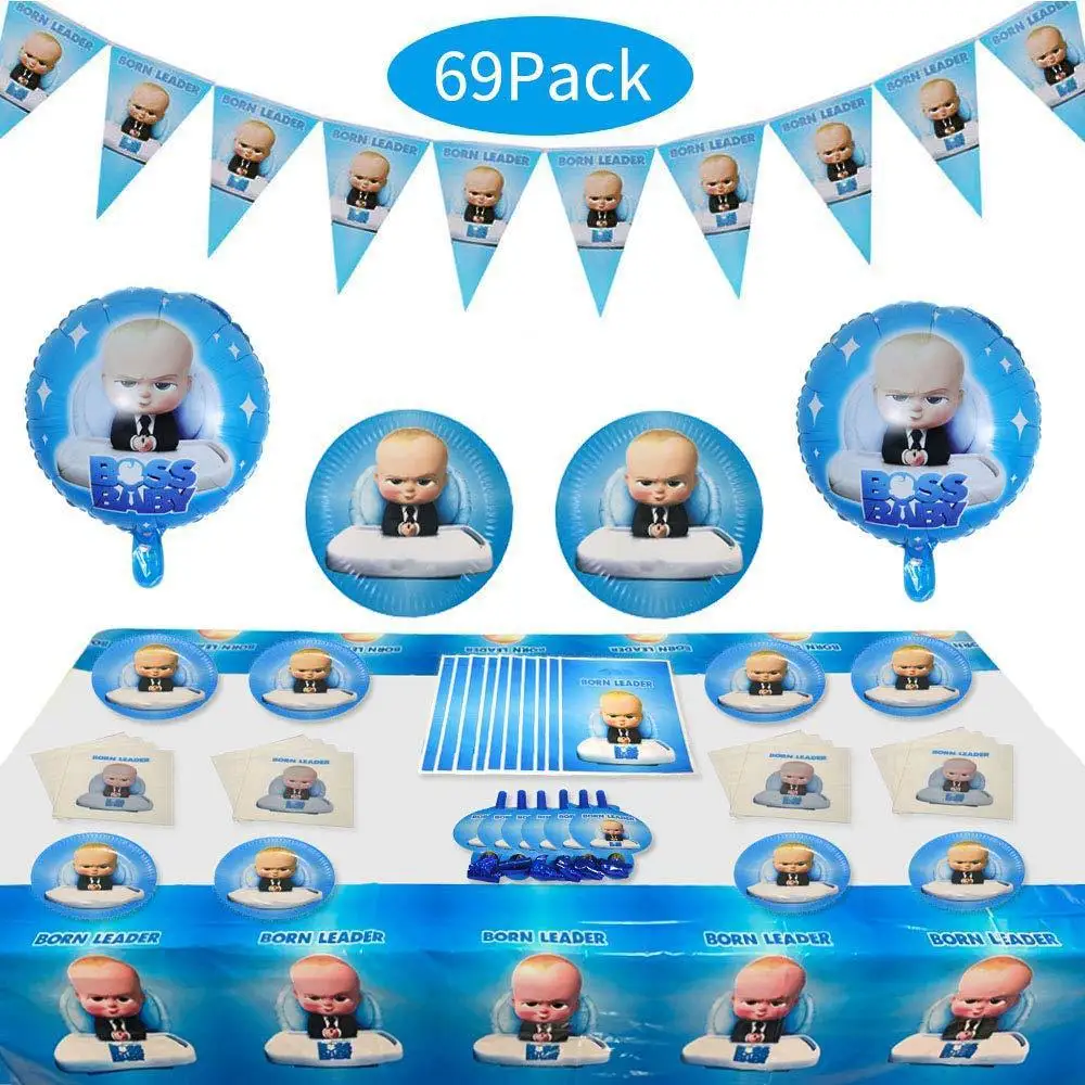

Baby Boss Theme Birthday Party Decorations Cups Napkins Cake Balloons Disposable Tableware Baby Bath Supplies