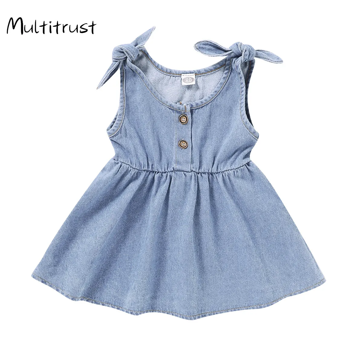 

2020 Cute Kid Girls Sleeveless Buttons Dress Summer Solid Color Sling Dress for Kids Baby Girls