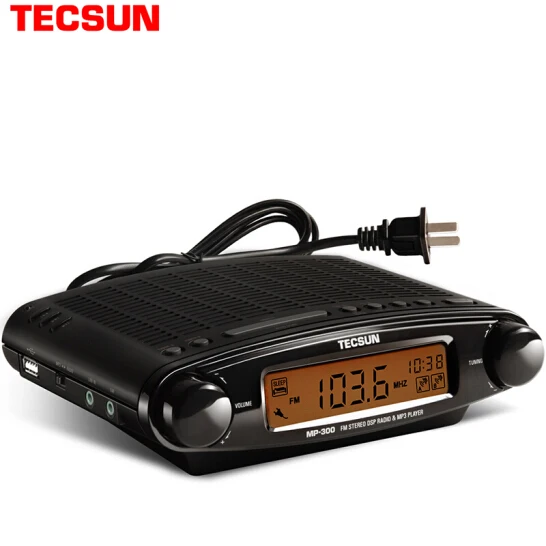 Радио Tecsun MP-300 DSP FM стерео USB MP3-плеер настольные часы ATS Будильник Черный