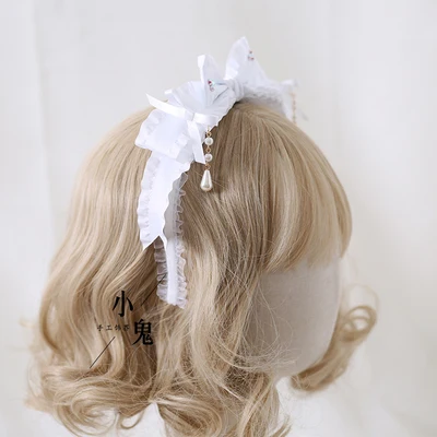 Оригинальная повязка на голову ручной работы многоцветная Милая Кружевная в