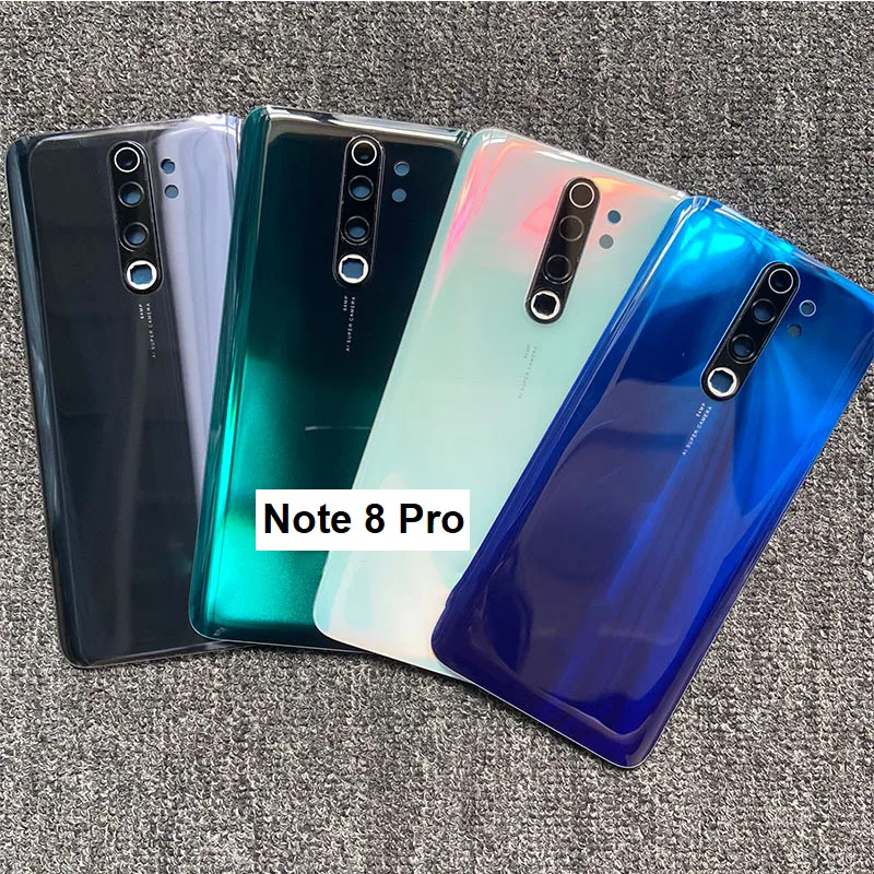 6.53&quot 2019 For Xiaomi Redmi Note 8 Pro Battery Cover Back Glass Rear Door Housing Case Panel With Camera Lens Adhesive Sticker |