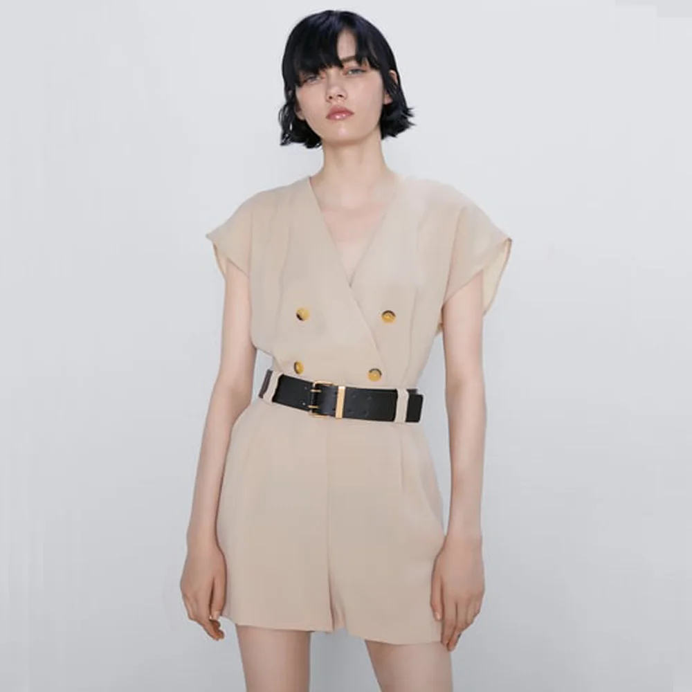 ZA 2019 осенний Новый комбинезон цвета хаки модная женская одежда Повседневный