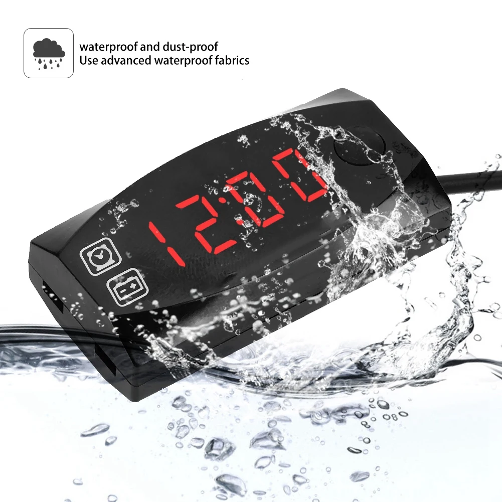 Вольтметр 2 в 1 светодиодный для мотоцикла с большим электронным дисплеем