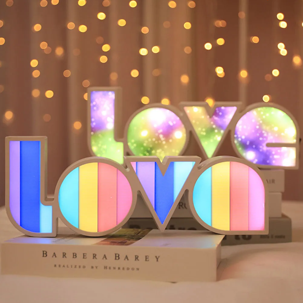 

Светодиодный неоновый светильник Love, ночник на батарейках для вечерние, свадьбы, Дня Святого Валентина, ночсветильник для декора, комнатный...