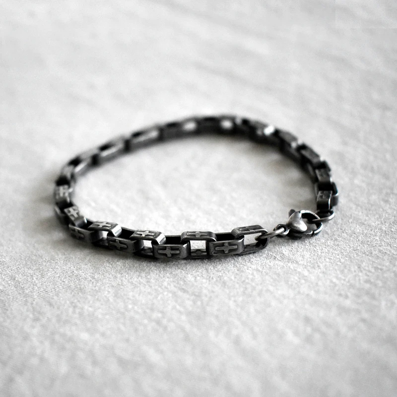 Винтажные окисленные крутые геометрические браслеты-цепочки для мужчин из