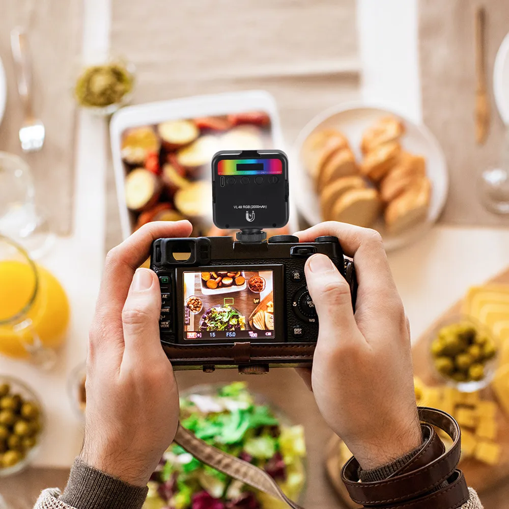 

FORNORM VL49 6W Mini LED Video Light 2000mAh 5500K Zoom Lighting Photographic Lighting U Bright 2700K-3500K Vlog Fill Light