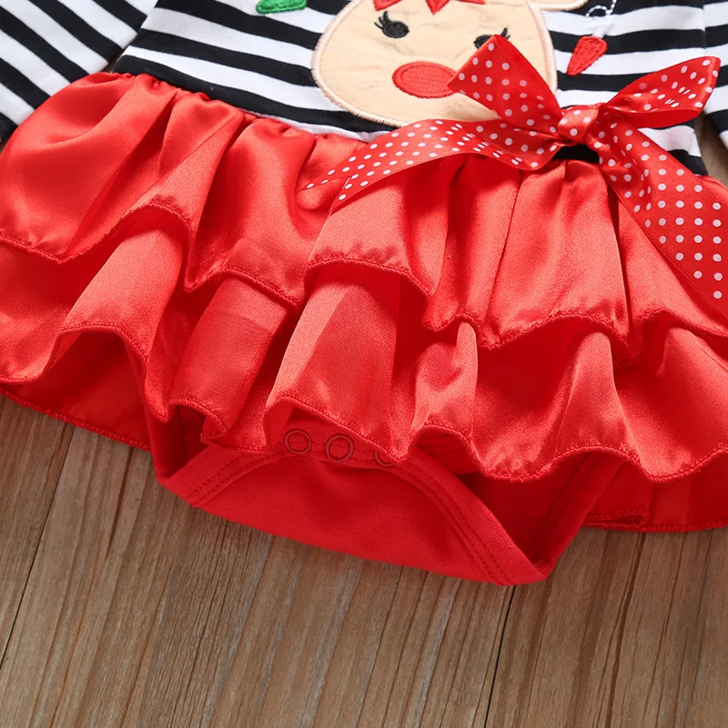 2020 Новое модное милое платье из тюля в полоску с Санта Клаусом для маленьких