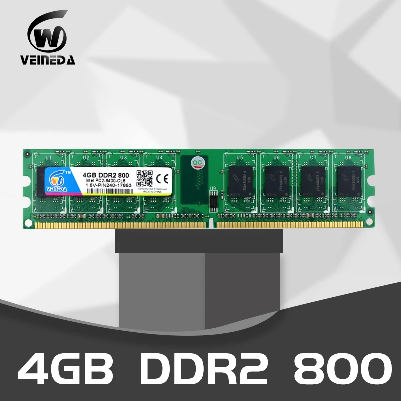 Память VEINEDA ddr2 2 ГБ 4 Гб 800 МГц Dimm 240Pin 1 8 в аналогична для материнской платы Intel AMD