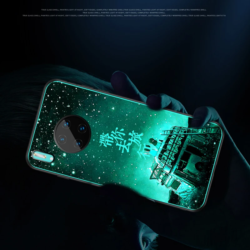 Чехол в виде светящегося стекла для huawei mate 30 20 Lite Ночной светильник чехол для mate 30 20 pro задняя крышка для huawei mate 30 5G mate 20X