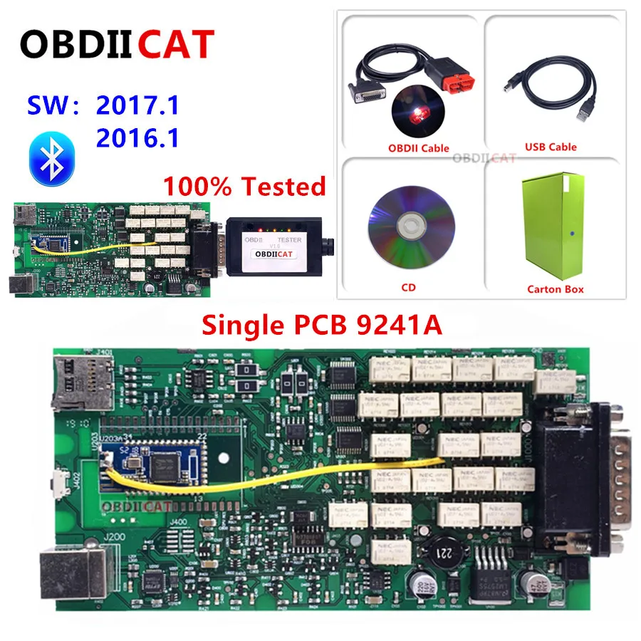 Новейший 2017 1 Bluetooth 2016 + keygen зеленый одноплатный tcs obd2 сканер OBDIICAT TCS