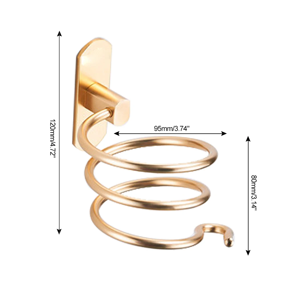 

Wall Mounted Hair Dryer Organizer Spiral Stand Holder Rack Aluminum Bathroom Shelf Storage Bathroom Accessories Wall Shelf