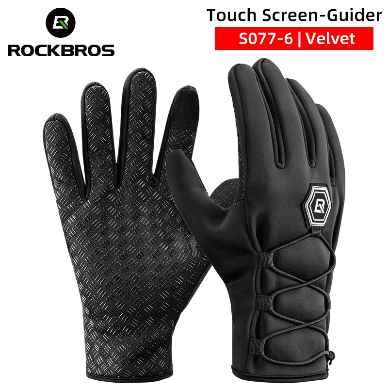

ROCKBROS Cycling Gloves Full Finger Windproof Warm Autumn Winter Motorcycle Electric Bike Bicycle Men Women Touch Screen Gloves