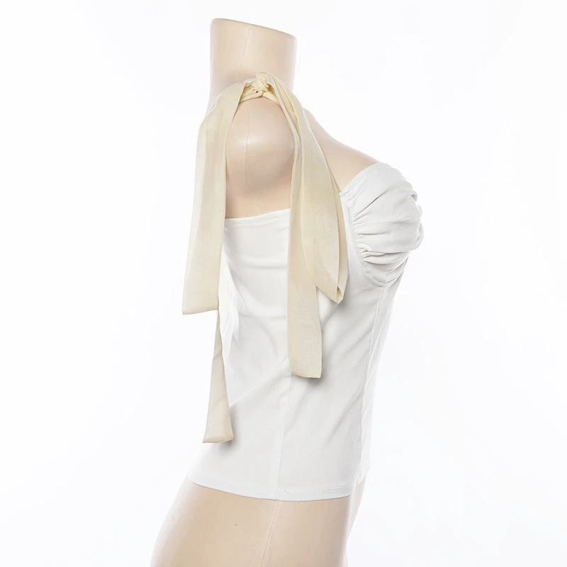 CHICEVER белый укороченный топ женский без рукавов бандаж короткий ремень жилет для