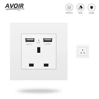 avoir uk standard plug socket pc plastic panel ac110250v 13a usb 2 1a wall outlet power adapter with led indicator