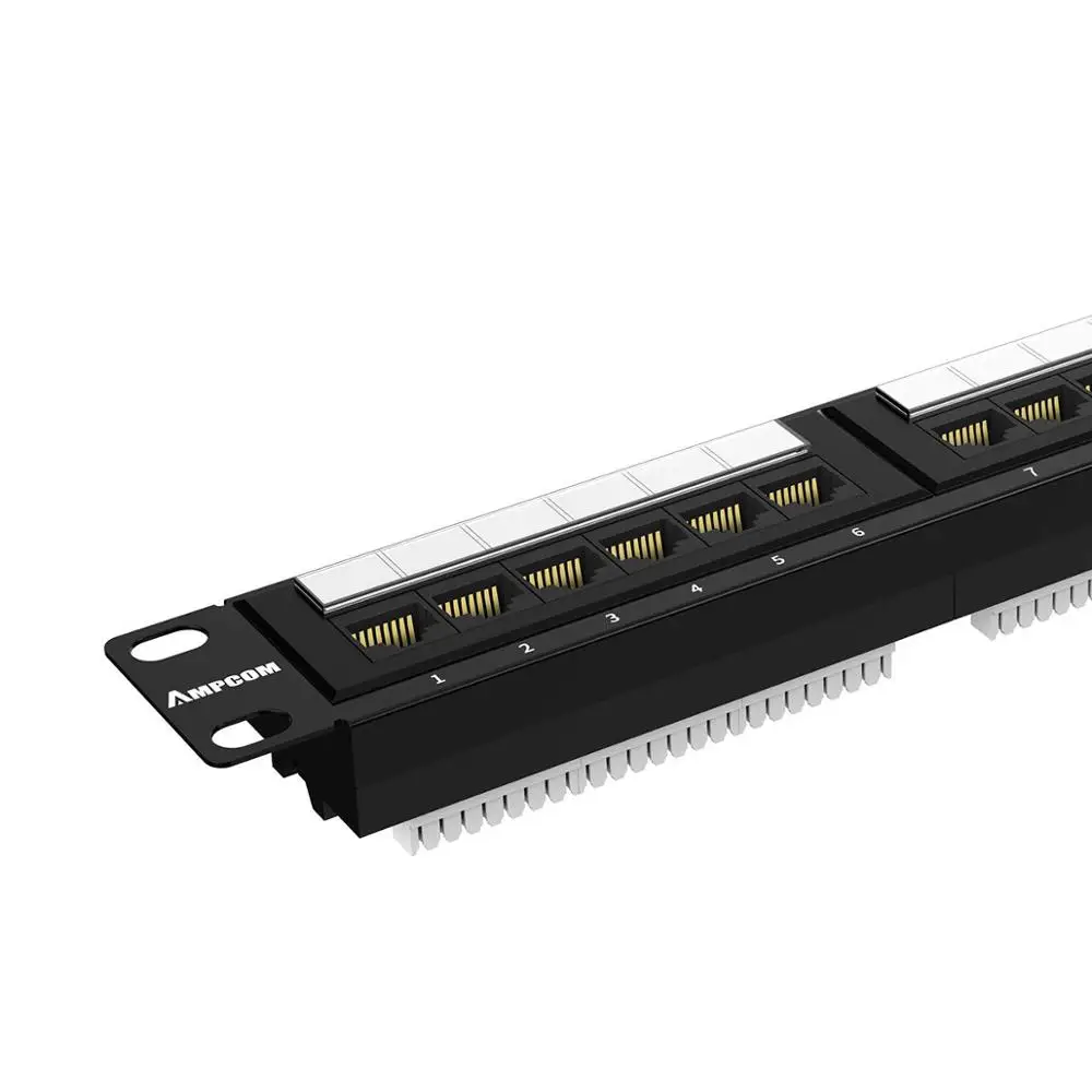 AMPCOM премиум серии CAT5/5e 24 порта патч панель стойка 1U 19 дюймов RJ45 Ethernet 568A 568B 15u