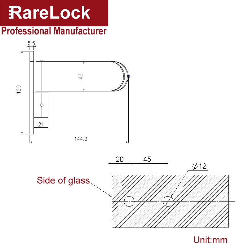 Rarelock 304 Нержавеющая стеклянная петли для дверей и окон для дома для ванной для душа комнаты балкон офисное Гостиничное оборудование DIY YP305 ii