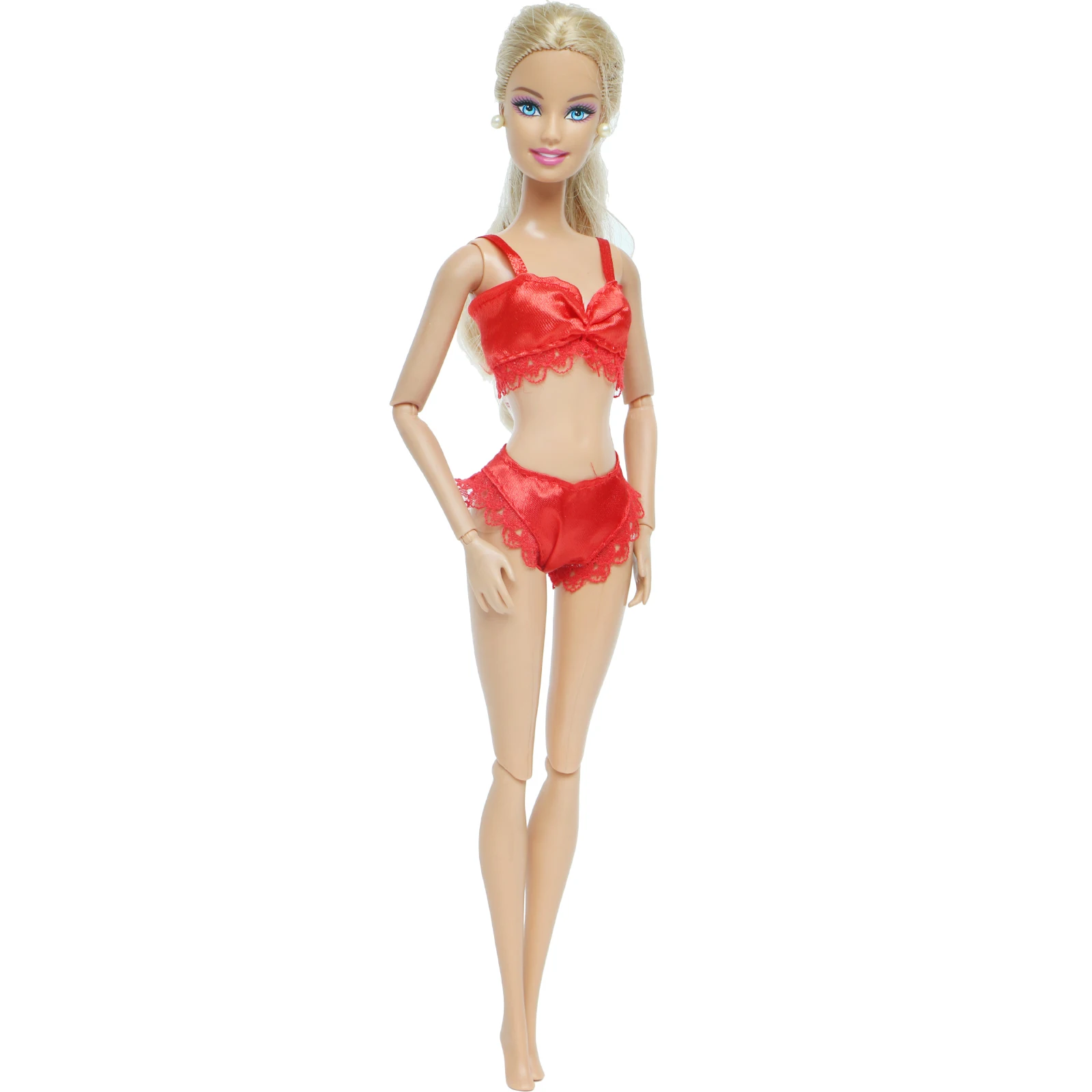 Handmade Red Lace Pajamas Lingerie Nightwear Night Dress + Bra Underwear Clothes for Barbie Doll Skirt Accessories | Игрушки и хобби