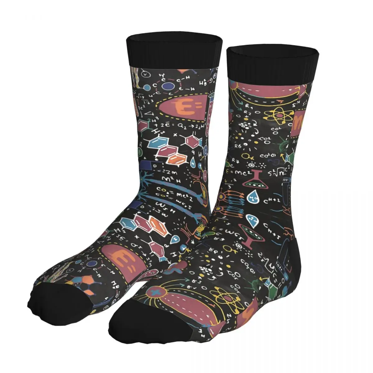 

Science Forever Thick Contrast Color Socks Men's 90% Polyester Awesome Middle Tube Socks Thick Math Formula Geek Printed